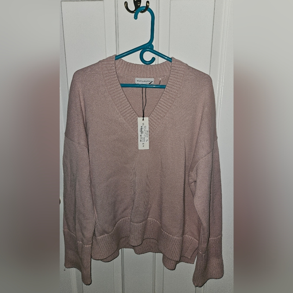 NWT-White+Warren oversized v neck organic cotton sweater in size Medium